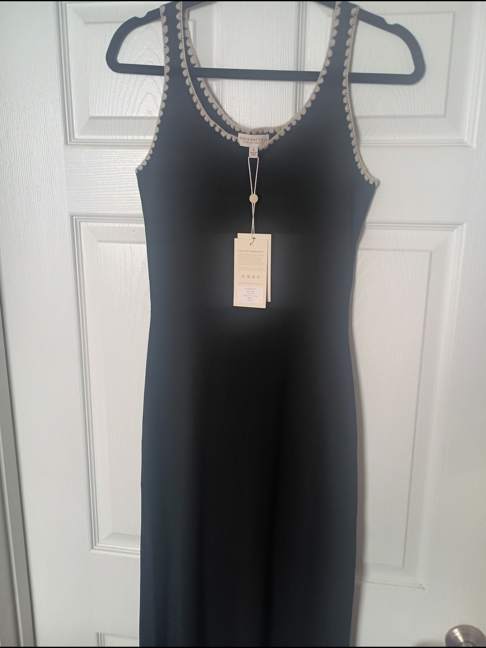 Black Maxi Tank Dress with Cream Trim - Elegant Everyday Dress